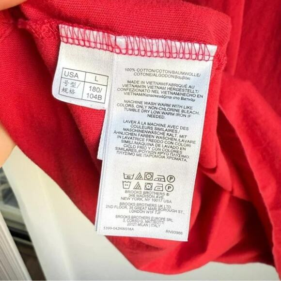 Brooks Brothers Red 100% Cotton Short Sleeve T-Shirt Size L - Picture 5 of 5